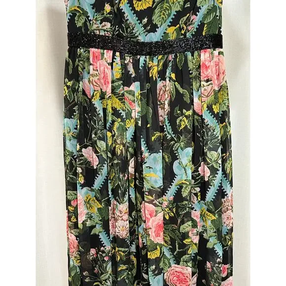 Mac Duggal Multicolor Floral Illusion Cap Sleeve Midi Dress 6 NWT #9149 Chiffon - Picture 7 of 16